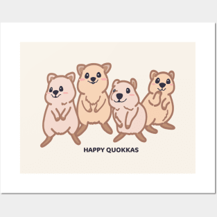 Cute Kawaii Happy Baby Quokka Drawing Posters and Art